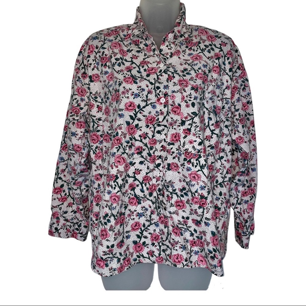 Vintage Mango Button Down Blouse Pattern Floral F… - image 1